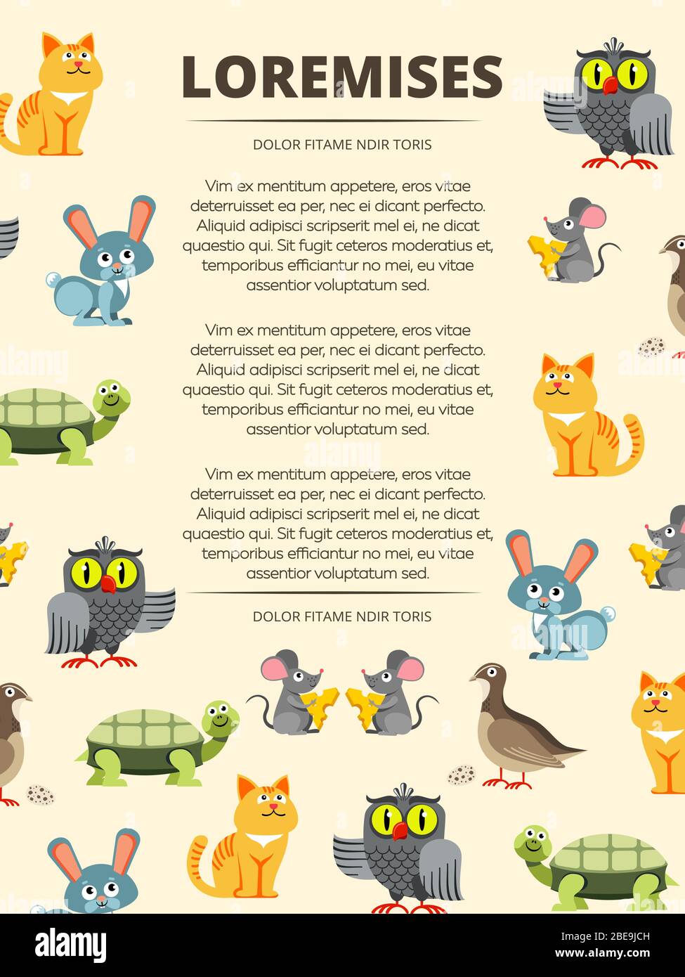 Kinder Info Banner mit niedlichen Cartoon Tiere. Kinder Poster Vektor Illustration Stock Vektor