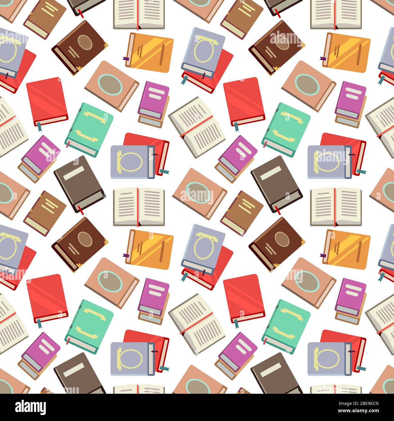 Bunte Bücher nahtlose Muster - Schule Bücher nahtlose Textur. Farbhintergrund mit Büchern, Vektorgrafik Stock Vektor