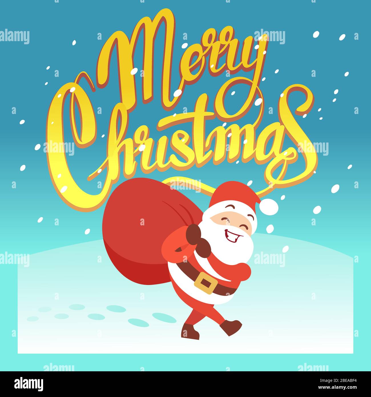 Frohe Weihnachten Vektor Grußkarte oder Party Einladung mit lustigen Weihnachtsmann und Weihnachtsgeschenke. Cartoon weihnachtsmann auf Weihnachtskarte Illustration Stock Vektor