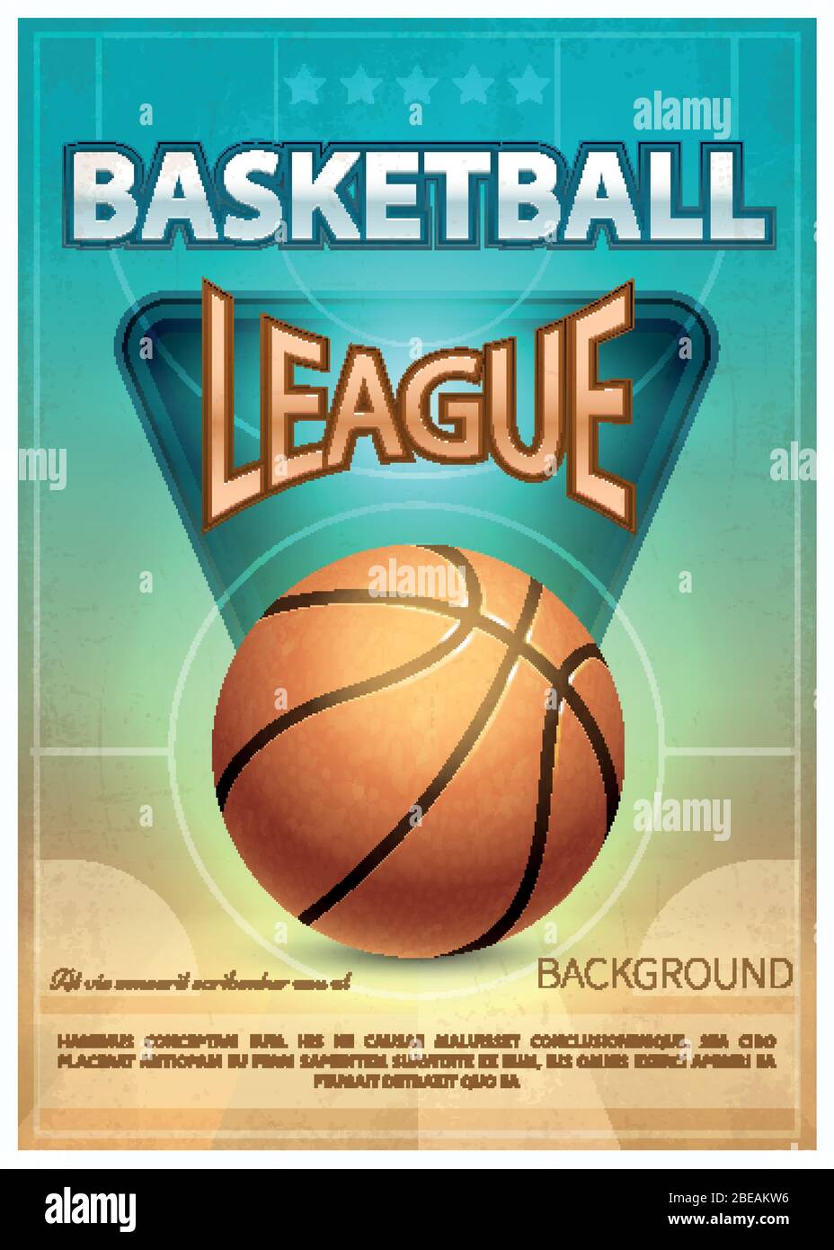 Basketball-Turnier Sport Vektor-Poster. Basketball-Spiel Poster Illustration Stock Vektor