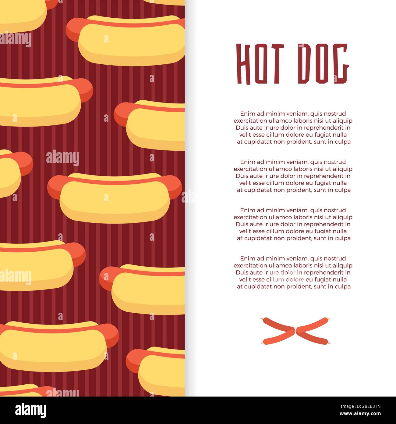 Fast Food Banner Design mit Hot Dogs und Wurst. Vektorgrafik Stock Vektor