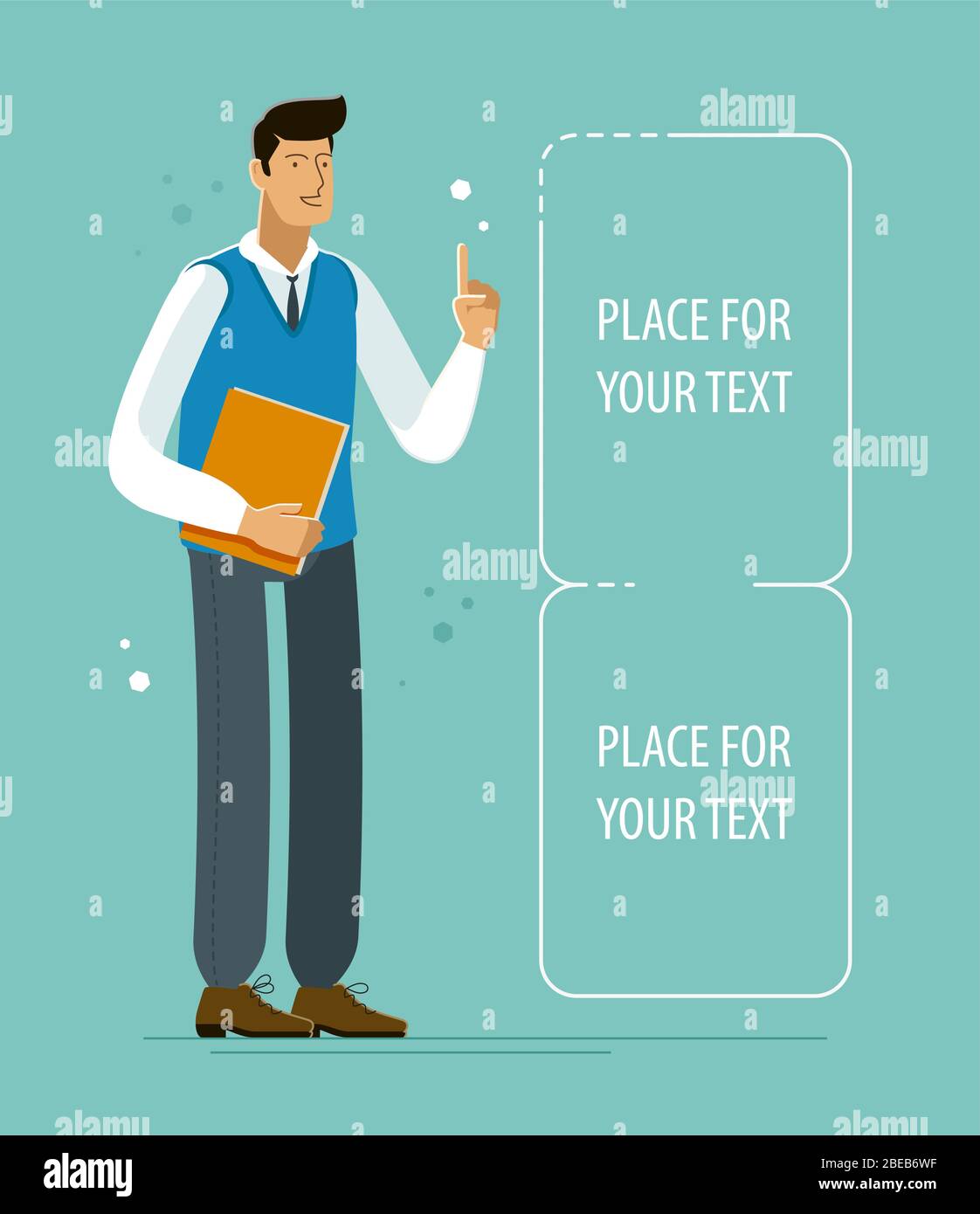 Geschäftsmann oder Lehrer mit Buch. Abbildung der Geschäftsvektoren Stock Vektor