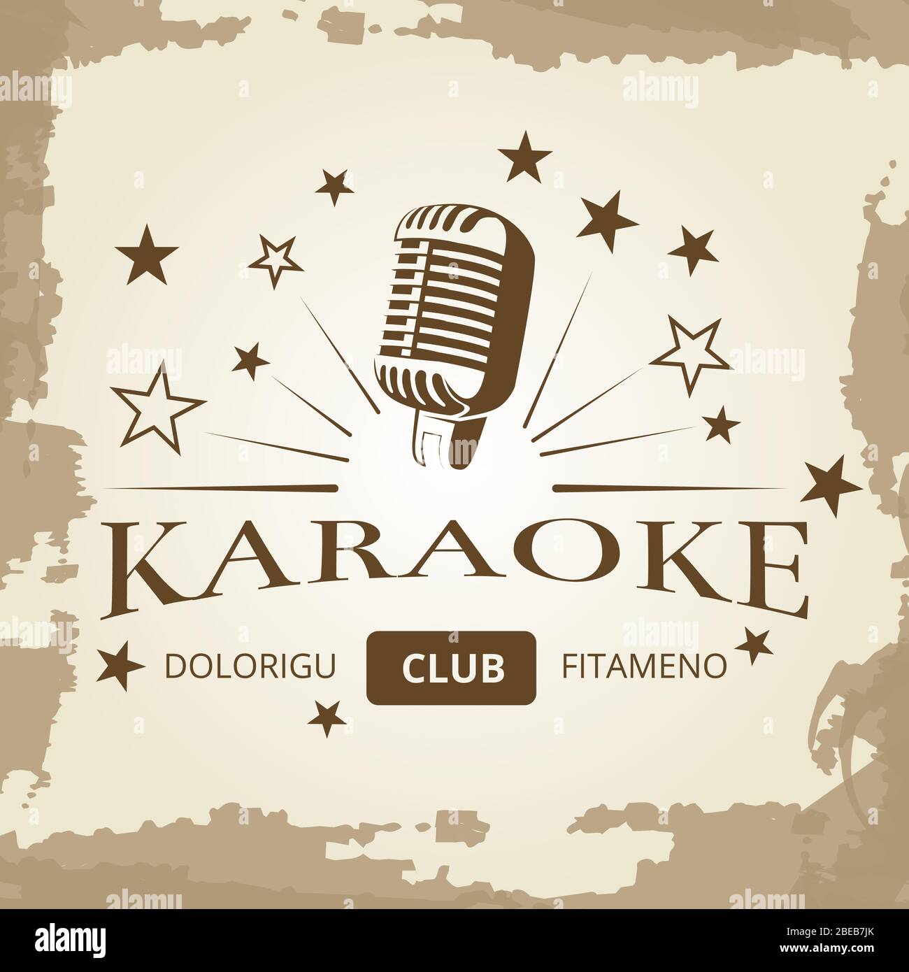 Karaoke Club Banner Design - Vintage Musik-Label. Vintage-Zeichen-Emblem. Vektorgrafik Stock Vektor