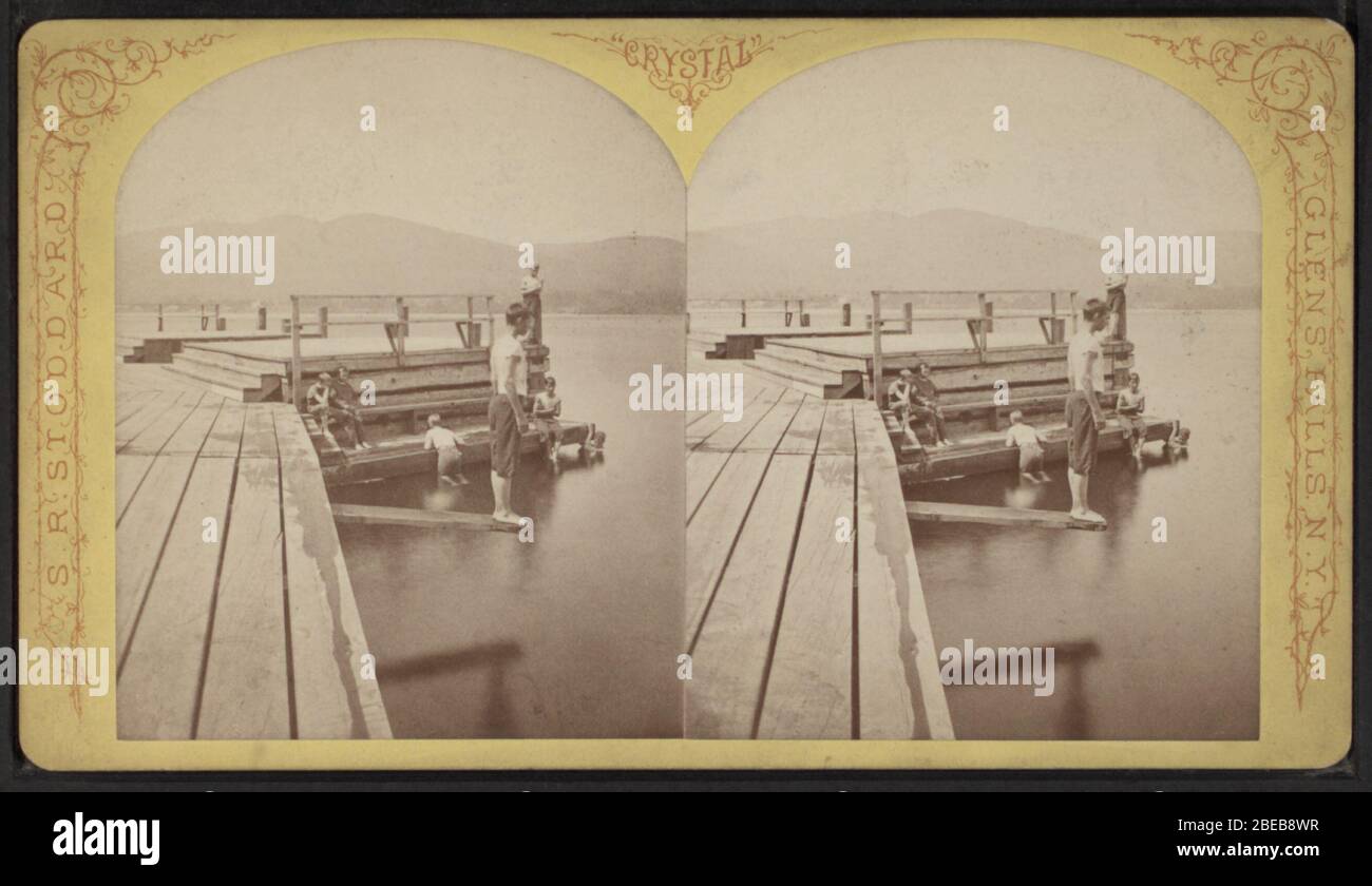 'Badeplatz am Lake George.; Abdeckung: [1870?-1885?]. Quelle Impressum: Glens Falls, N.Y. : S. R. Stoddard, [1870?-1885?]. Digitales Einzelstück veröffentlicht am 6-14-2006; aktualisiert am 4-23-2009.; Originalquelle: Robert N. Dennis Sammlung stereoskopischer Ansichten. / Usa. / Staaten / New York / Stereoskopische Ansichten des Lake George (ca. 72,000 stereoskopische Ansichten : 10 x 18 cm oder kleiner.) digitale Aufzeichnung Dieses Bild ist erhältlich in der Digital Library der New York Public Library unter der digitalen ID G91F121 120ZF: digitalgallery.nypl.org → digitalcollections.nypl.org Dieses Tag gibt keine Angabe für das Stockfoto