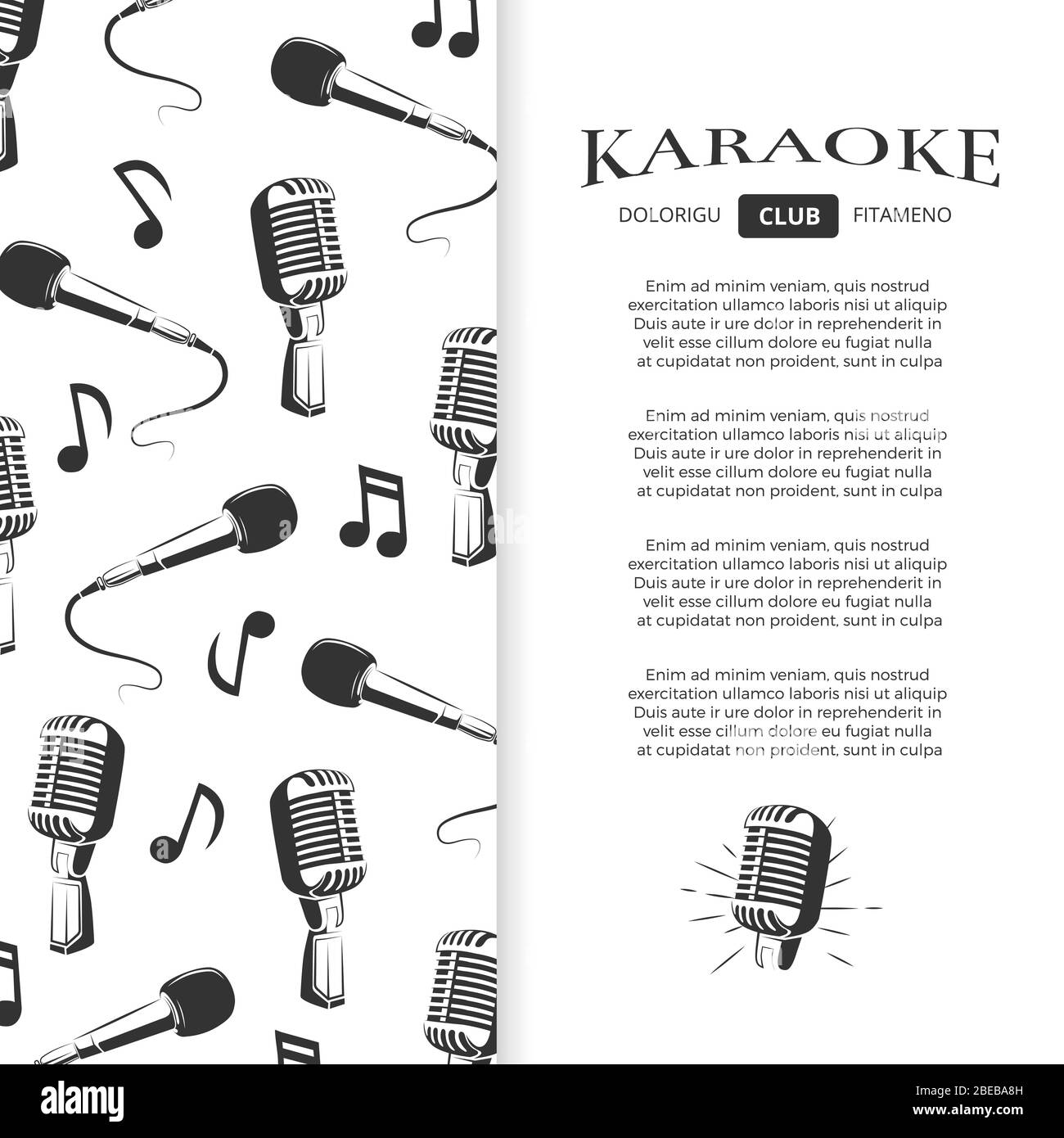 Karaoke Club Prospektdesign - Musikbanner mit Mikrofonen. Vektorgrafik Stock Vektor