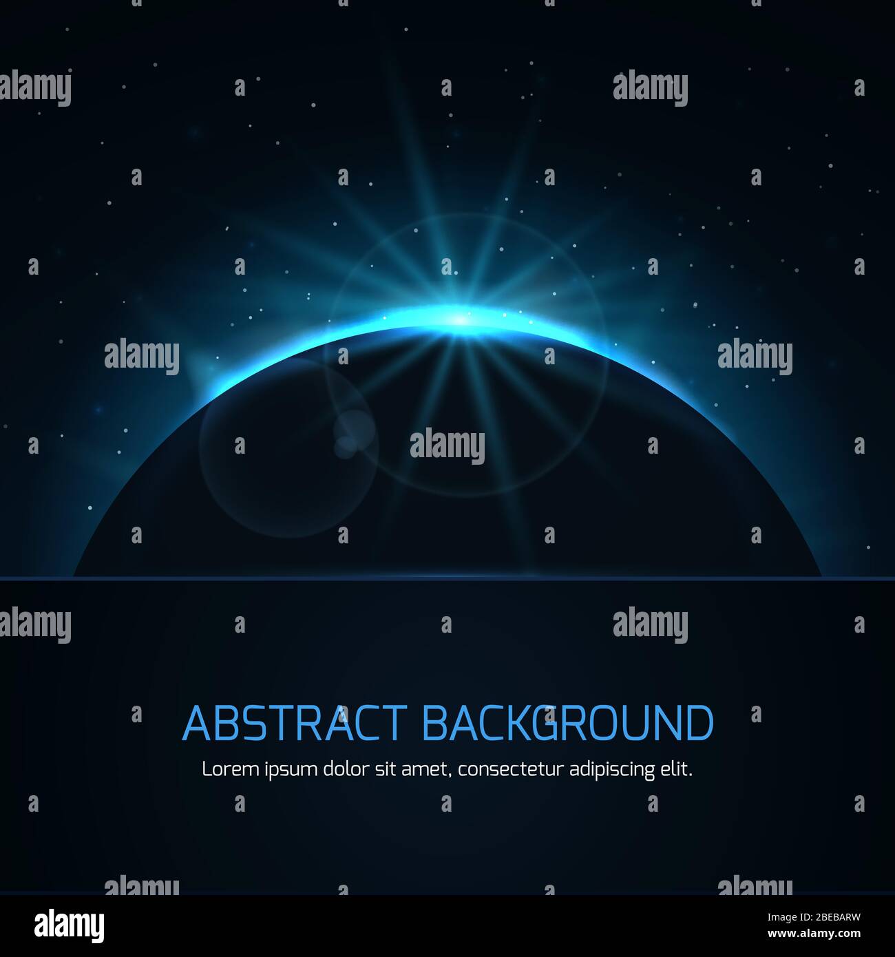 Abstrakter Hintergrund mit Planeten und Sternen am Nachthimmel. Vektorgrafik Stock Vektor