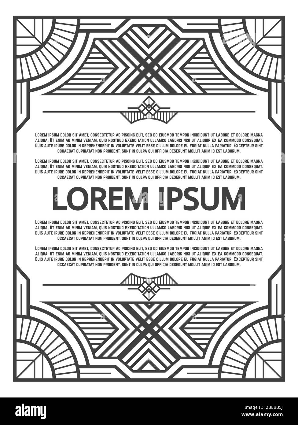 Graues geometrisches Rahmendesign - Art Deco Poster Vorlage. Vektorgrafik Stock Vektor