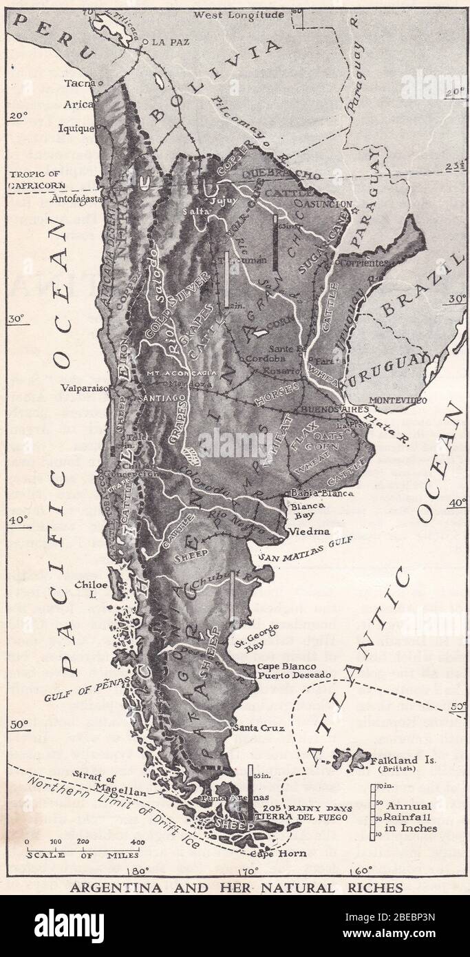 Karte von Argentinien im Jahr1900. Stockfoto