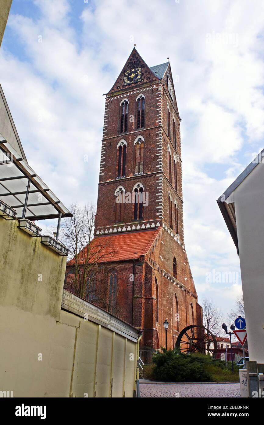 Turm der Marienkirche, Wismar, Mecklenburg-Vorpommern, Deutschland Stockfoto