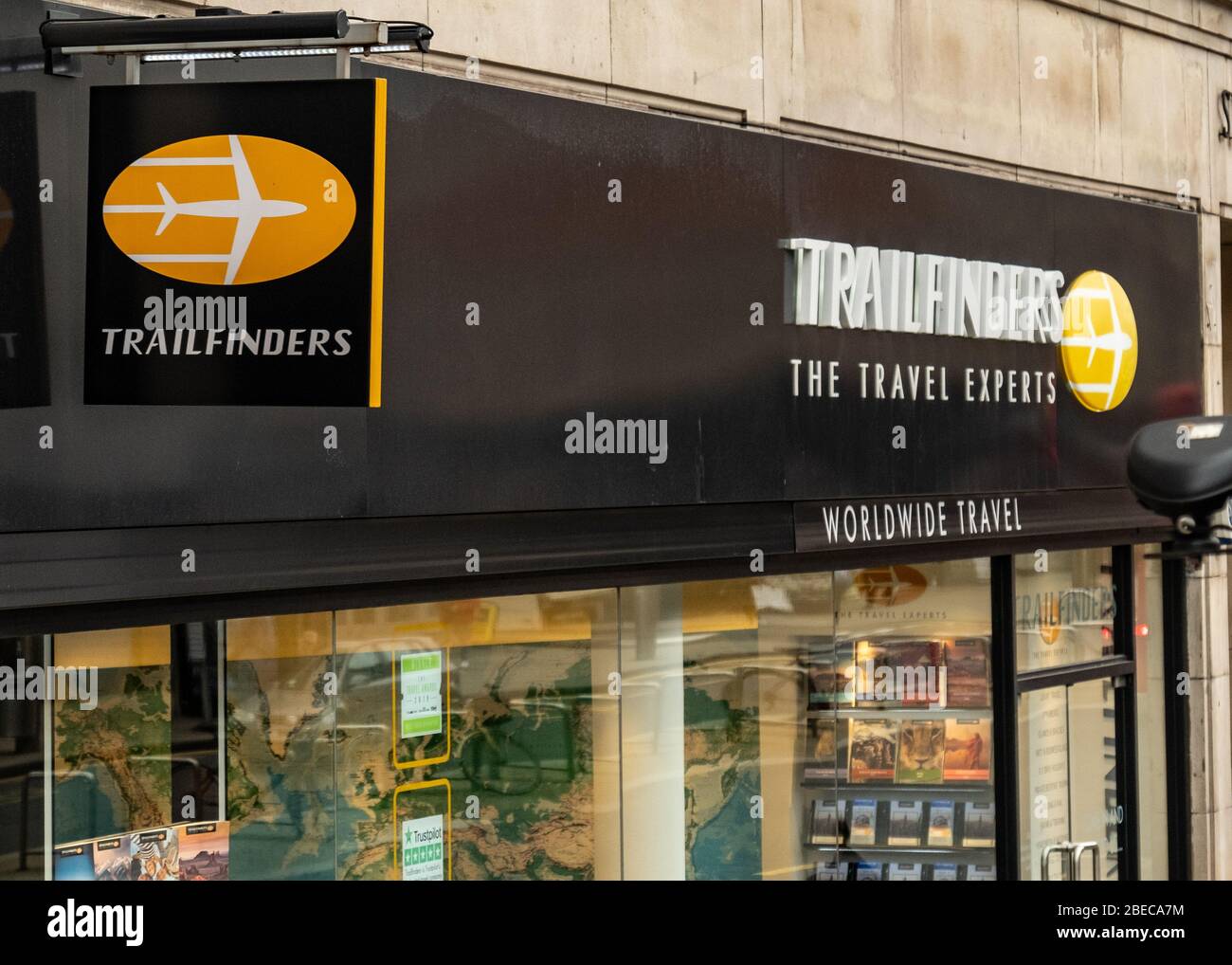 LONDON-SEPTEMBER, 2019:Trailfinders, ein großes unabhängiges Reiseunternehmen mit Zweigstellen in den großen Straßen Großbritanniens Stockfoto