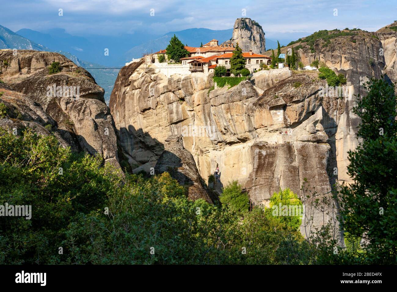 Meteora, bekannte Felsformation in Zentralgriechenland, Komplex der östlichen orthodoxen Klöster, UNESCO Weltkulturerbe, Balkan Stockfoto