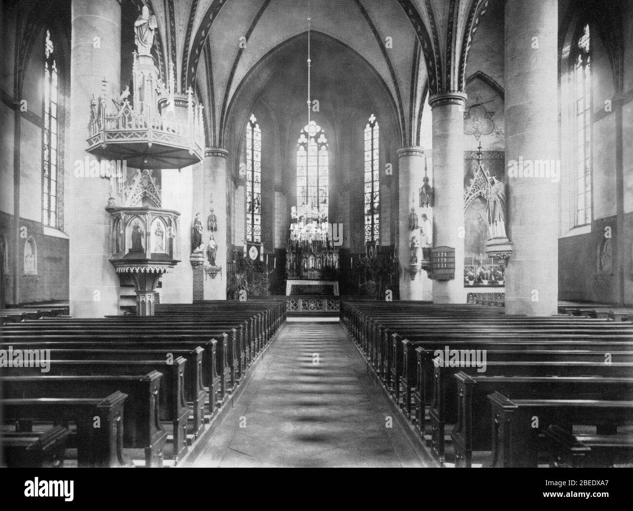 Harsewinkel St. Lucia Innenansicht 1910. Stockfoto