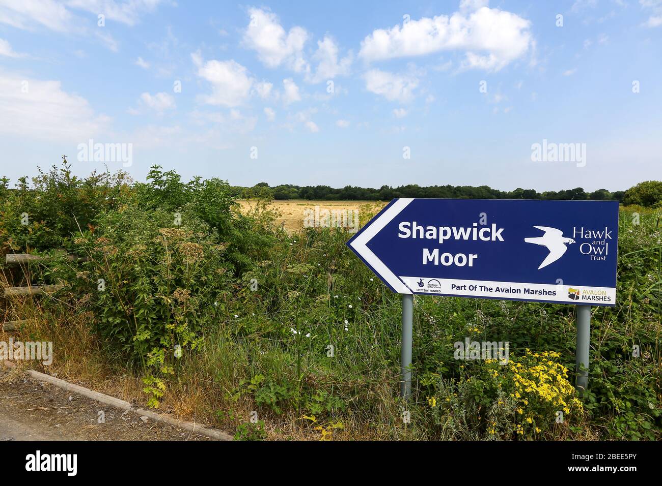 Ein Schild am Eingang zum Shapwick Moor Nature Reserve, Teil des Avalon Marshes, Somerset, England, Großbritannien Stockfoto