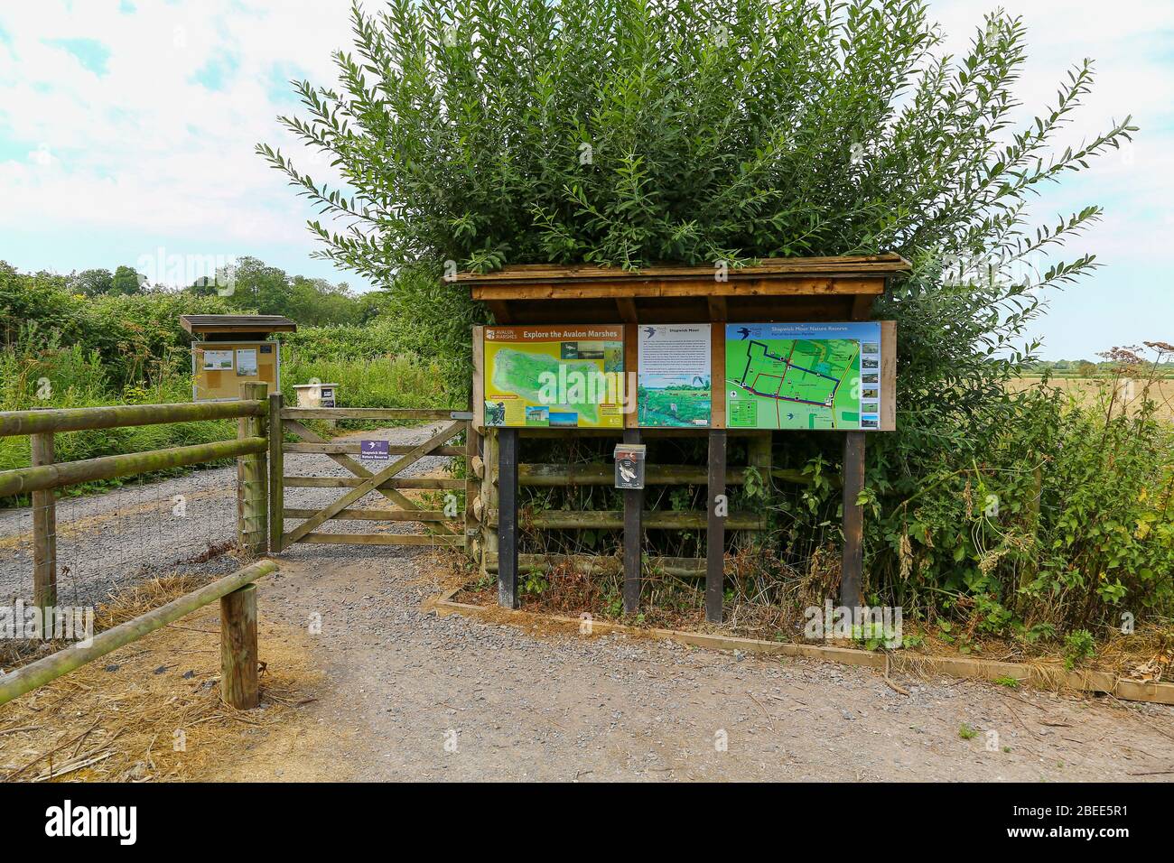 Eine Informationstafel im Shapwick Moor Nature Reserve, Teil des Avalon Marshes, Somerset, England, Großbritannien Stockfoto