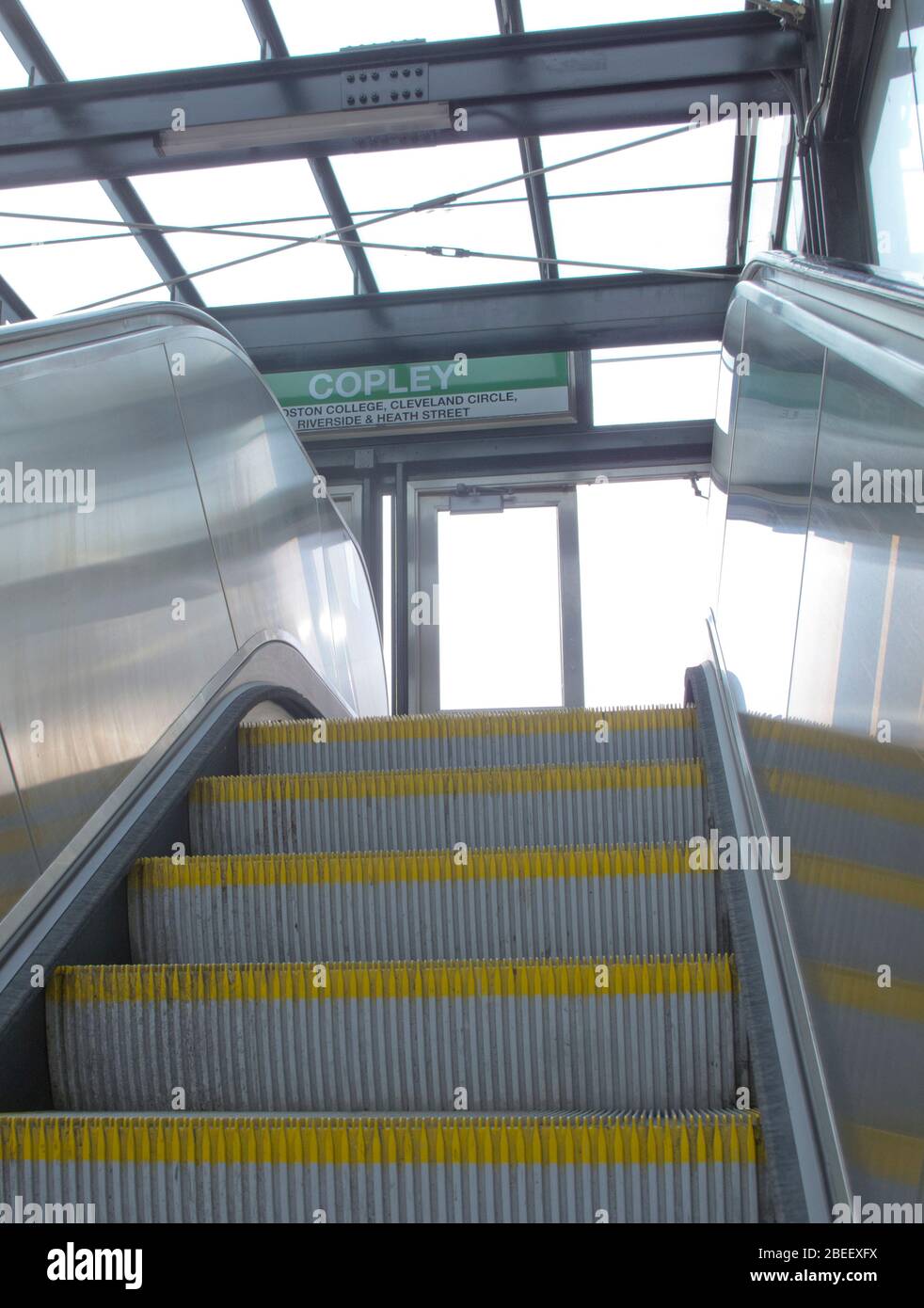 Rolltreppe an der Copley Station in Boston Massachusetts USA Stockfoto