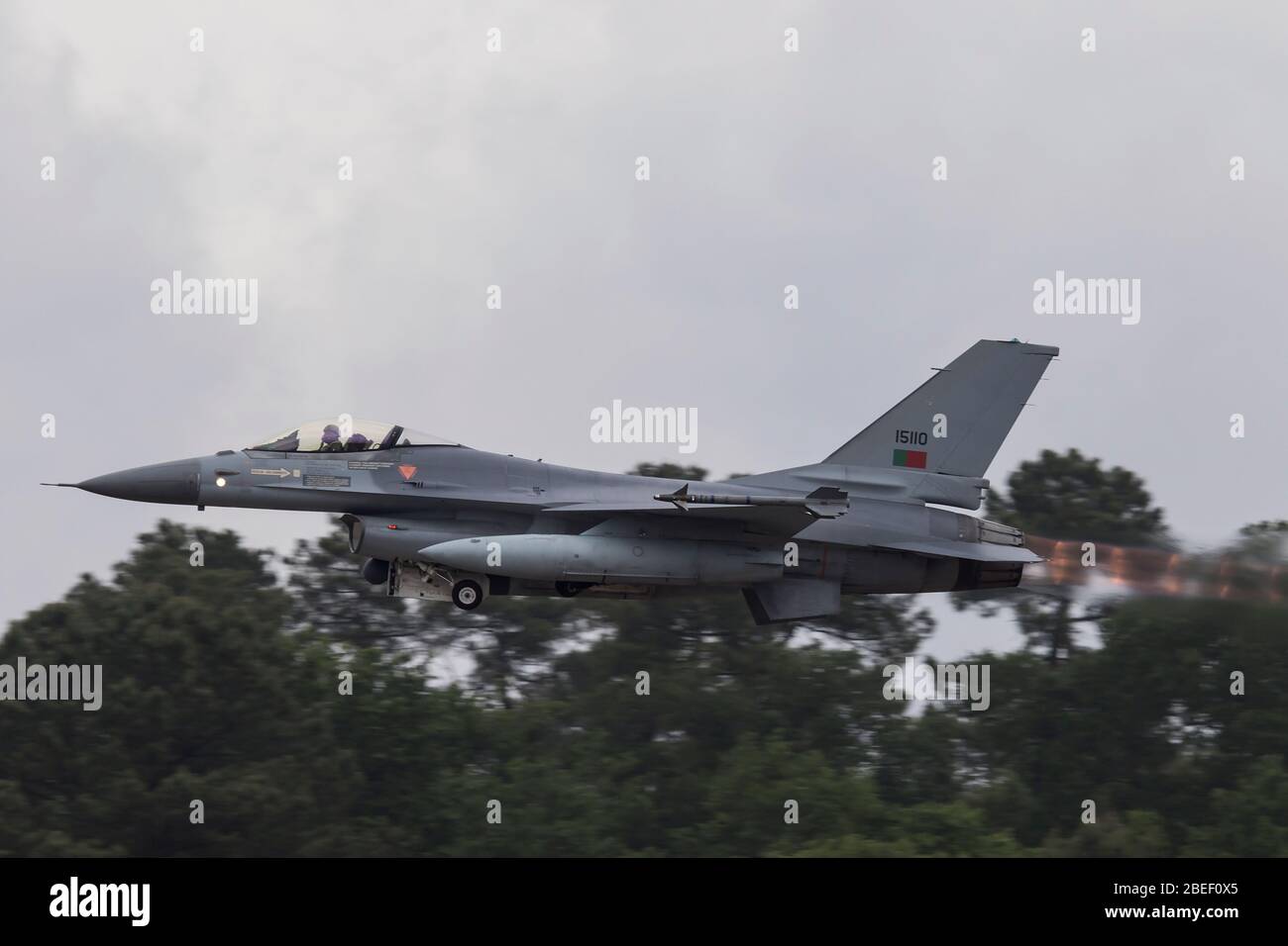 General Dynamics der portugiesischen Luftwaffe F-16AM von Esquadra 301 bei NATO Tiger Treffen 2019 bei der französischen Luftwaffe Mont de Marsan BA118 Basis Stockfoto