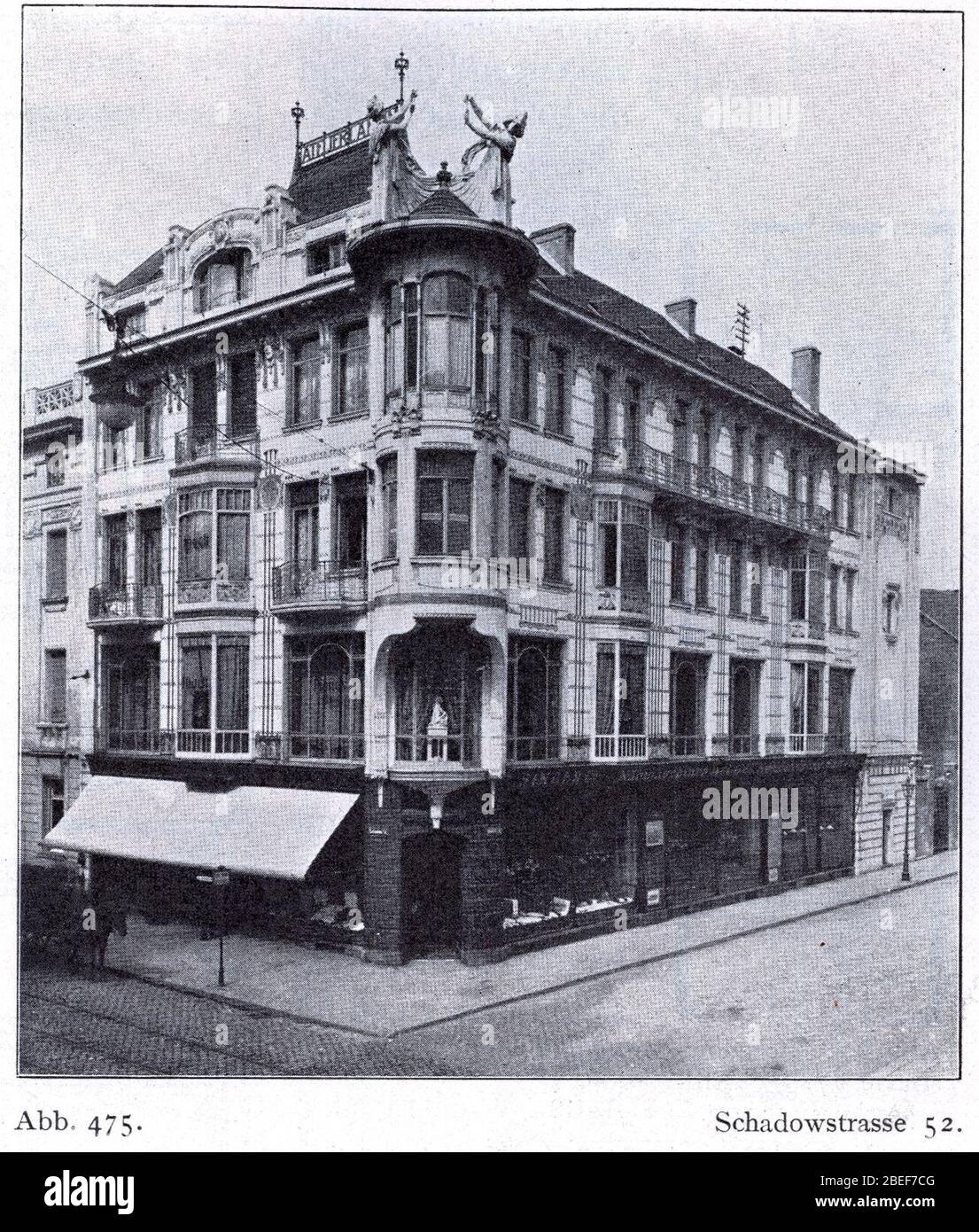 Haus Schadowstraße 52 für den Photographen Th. Lantin, Düsseldorf , 1900 von Architekt Gottfried Wehling und Alois Ludwig. Stockfoto