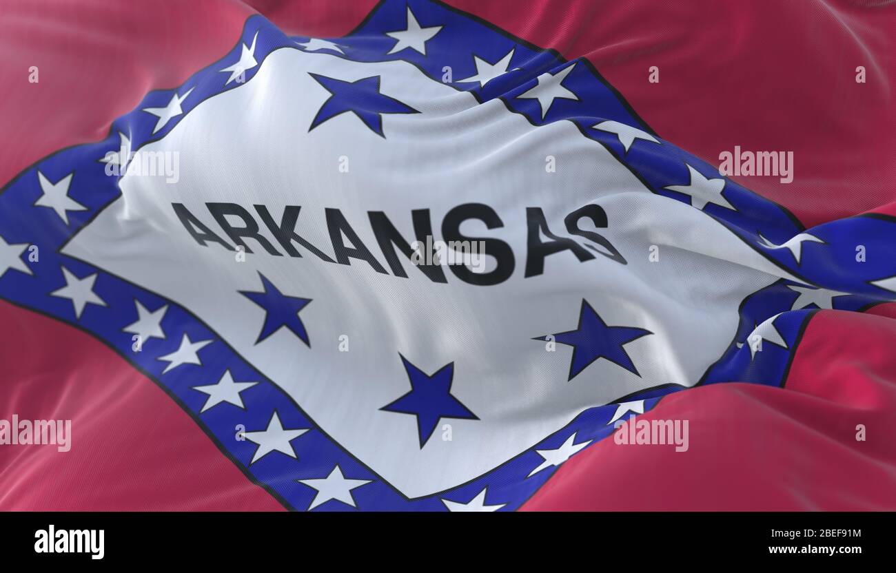 Flagge des Bundesstaates Arkansas, Region der Vereinigten Staaten Stockfoto