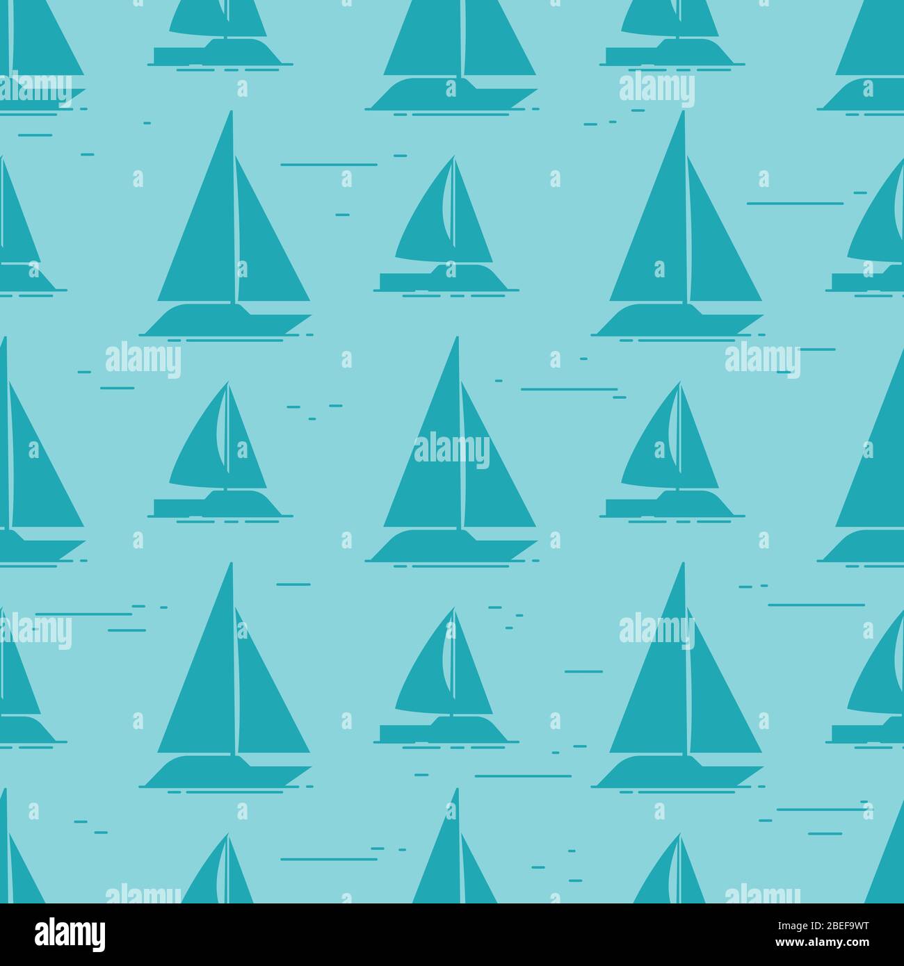 Segelboot Silhouetten nahtlose Muster-Design. Seeschifffahrt, Vektorgrafik Stock Vektor