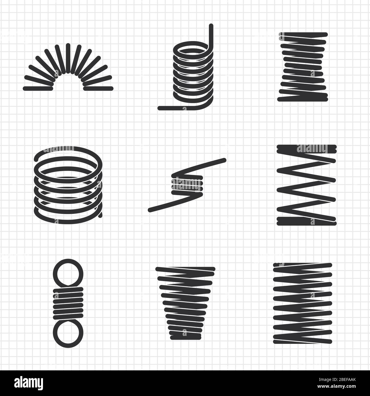 Flexible Spiralspulen aus Stahldraht Feder auf Notizbuchseite. Vektorgrafik Stock Vektor