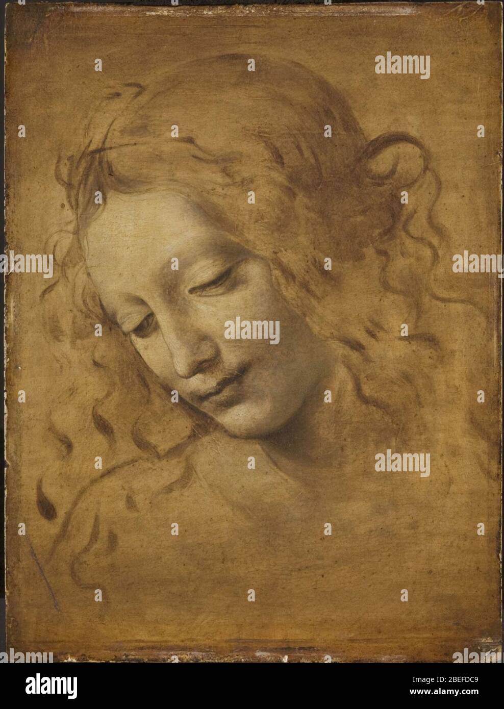 Kopf einer Frau, nach Leonardo da Vinci. Stockfoto