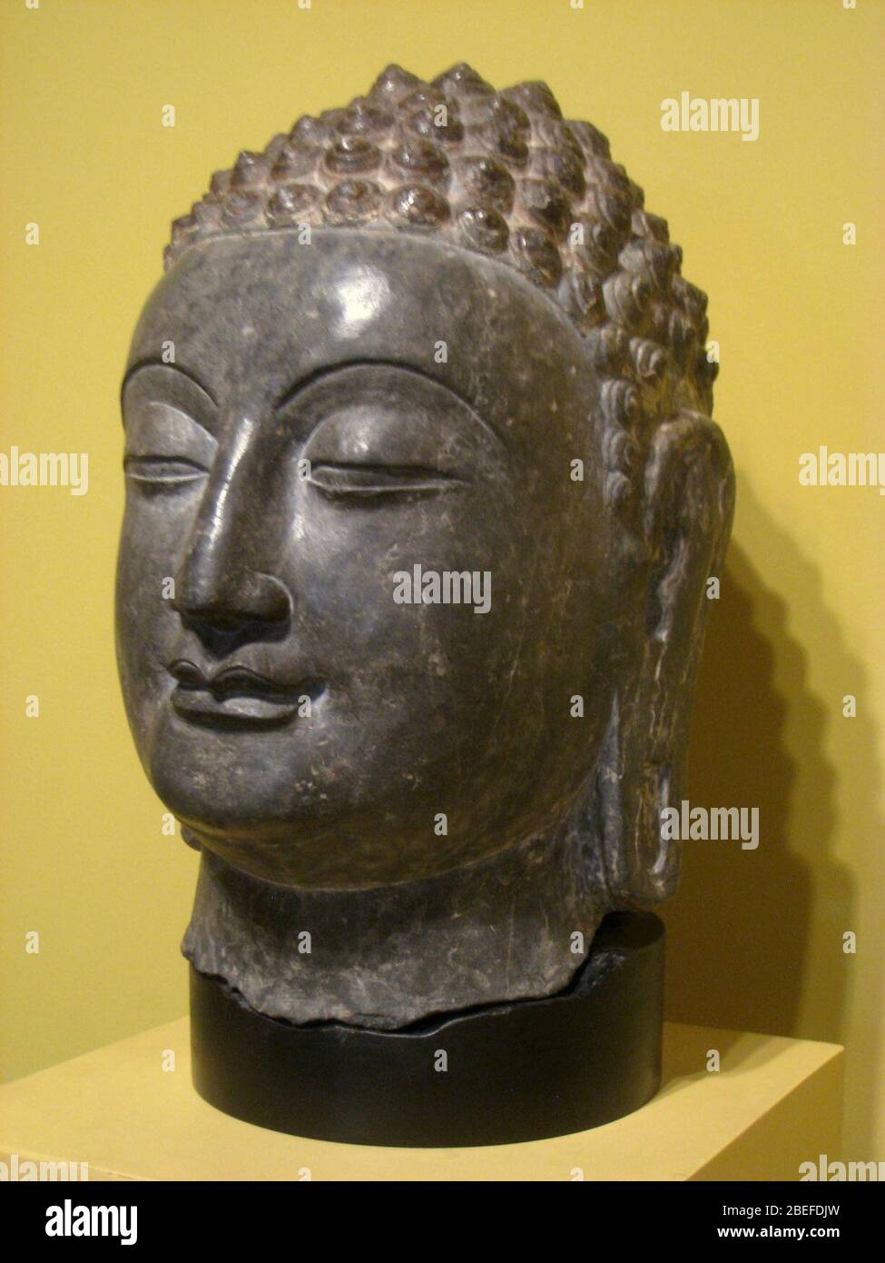 Kopf des Buddha, wahrscheinlich aus den Höhlentempeln der nördlichen Xiantang Shan Höhle, Henan, China, Nördliche Qi-Dynastie Stockfoto
