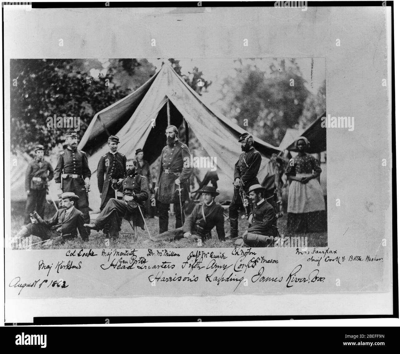 Hauptquartier Fifth Army Corps, Harrison's Landing, James River, VA Stockfoto