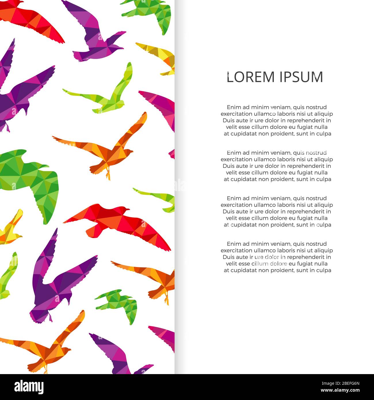 Bunte Tiervögel Silhouetten Banner und Poster Design. Vektorgrafik Stock Vektor