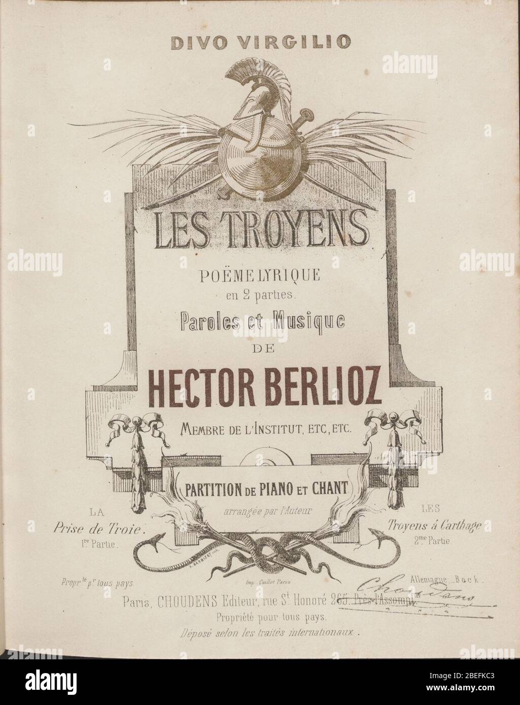 Hector Berlioz, Les Troyens Gesangsbuch Cover. Stockfoto