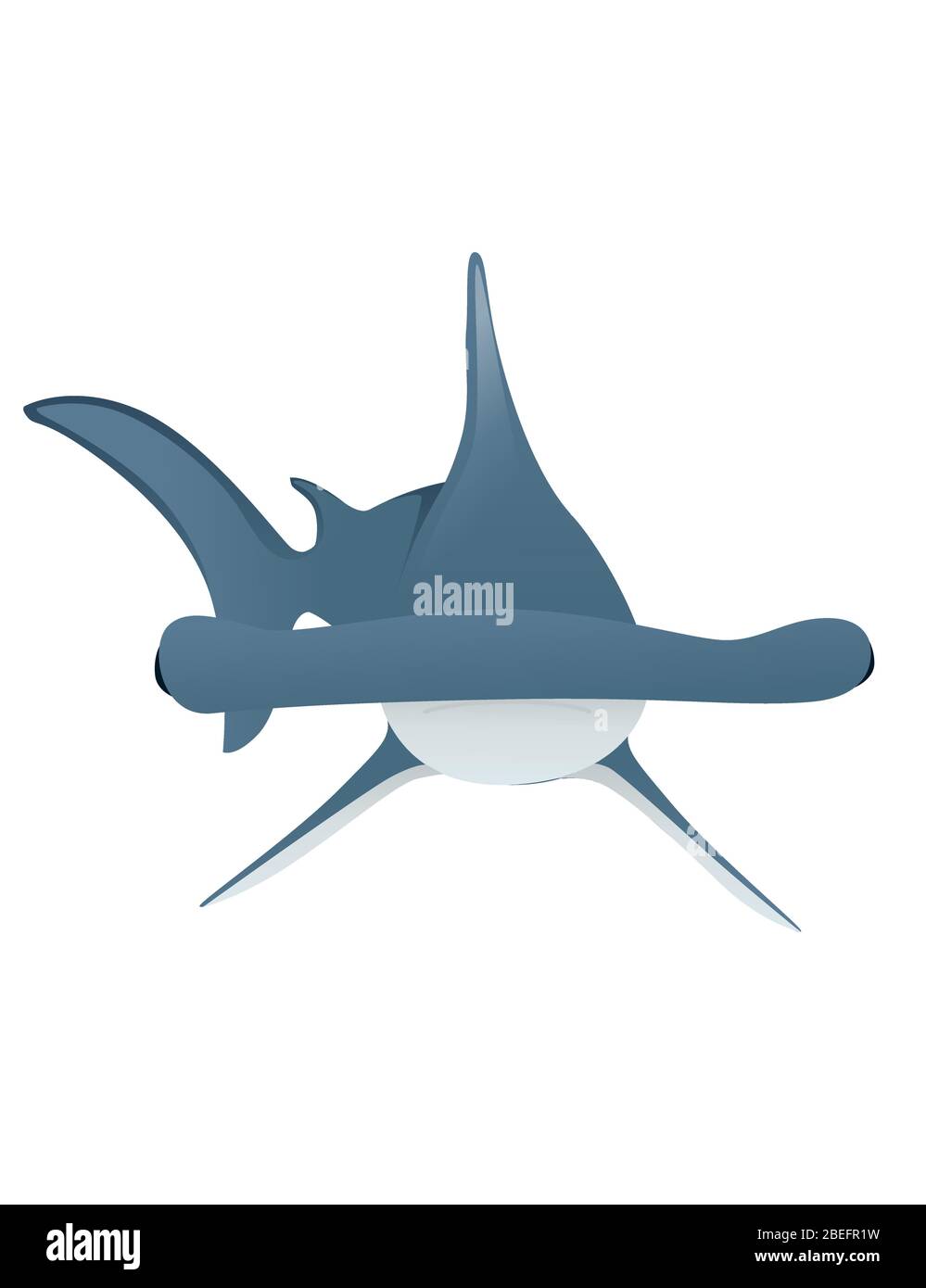 Hammerhai Unterwasser-Hai Riese Tier einfache Cartoon Charakter Design flache Vektor-Illustration auf weißem Hintergrund isoliert Stock Vektor
