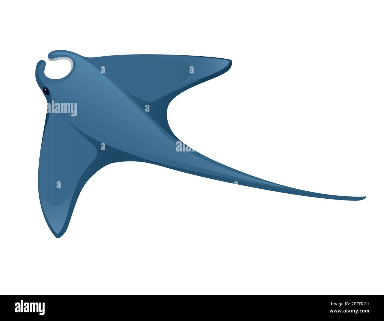 Manta ray Unterwasser-Riese Tier mit Flügeln einfache Cartoon Charakter Design flache Vektor-Illustration isoliert auf weißem Hintergrund Stock Vektor