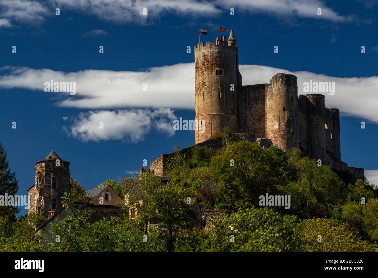 Das Schloss in Najac, Aveyron, Frankreich Stockfoto