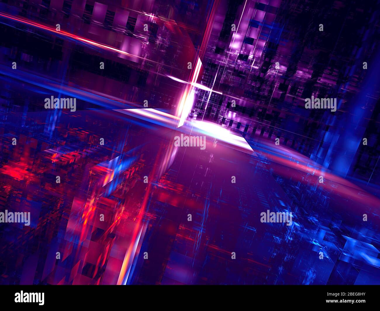 Neon glühende Perspektive Hintergrund - digital generierte 3d-Illustration Stockfoto