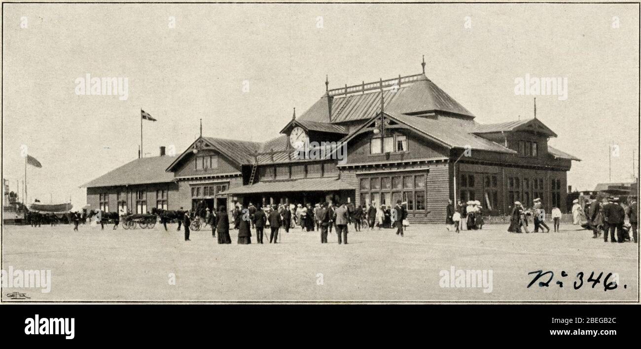 Helsingborgs Ångfärjestation, cirka 1890. Stockfoto