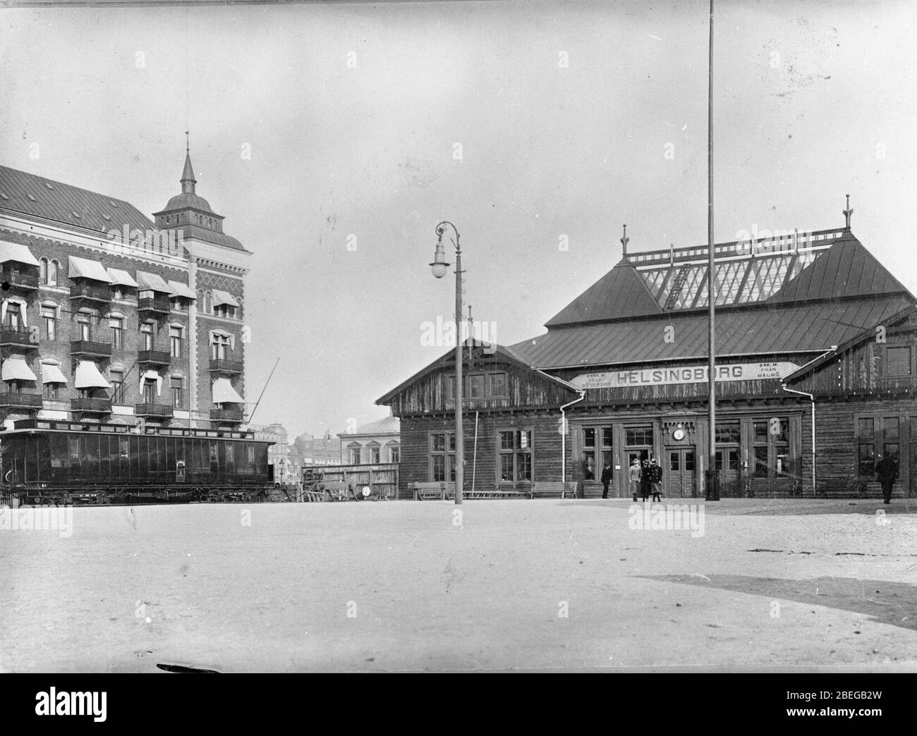 Helsingborgs Ångfärjestation, baksida 1898. Stockfoto