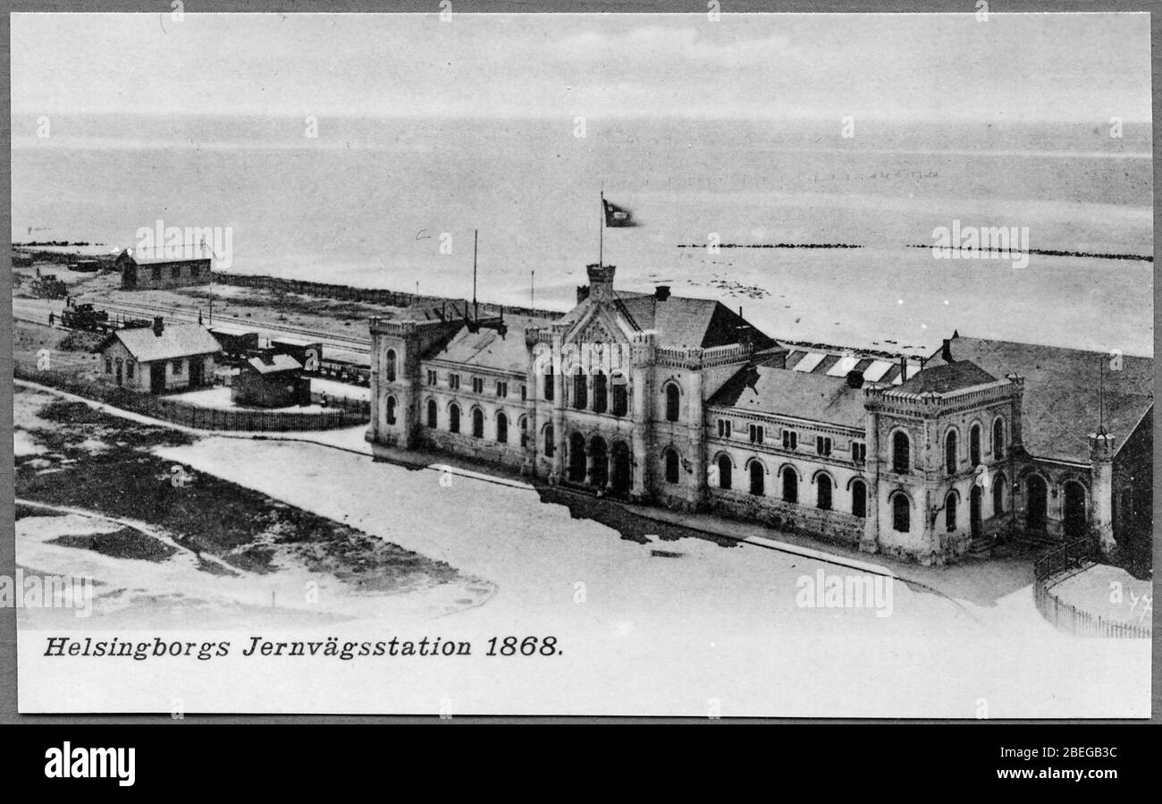 Helsingborgs Centralstation 1868. Stockfoto