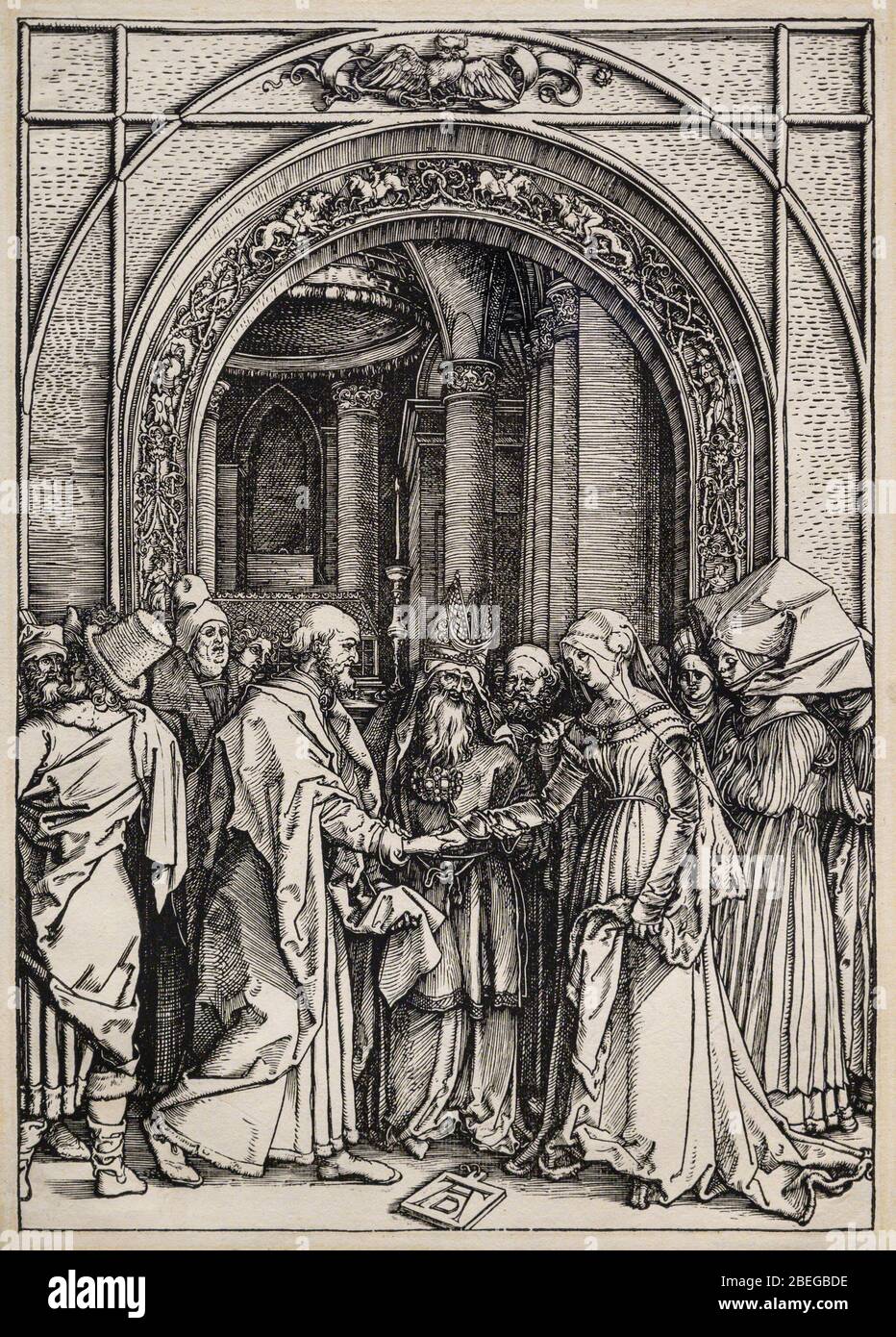 Die Betrothal der Jungfrau (c. 1504) von Albrecht Dürer (1471 – 1528). Holzschnitt. Stockfoto