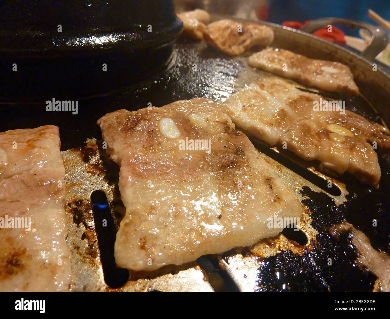 Nahaufnahme von koreanischem Grillfleisch in Los Angeles, Kalifornien Stockfoto