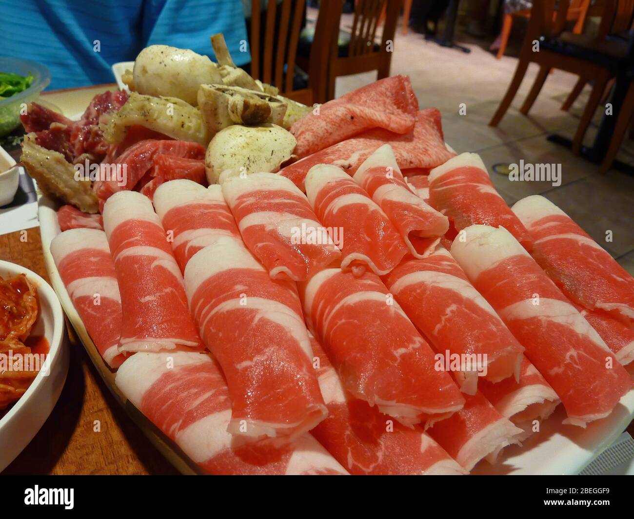 Nahaufnahme von koreanischem Grillfleisch in Los Angeles, Kalifornien Stockfoto