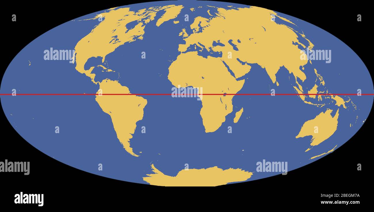 Weltkarte mit Äquator Stockfoto