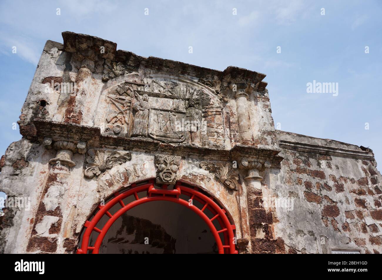 A Famosa ist eine portugiesische Festung in Malacca, Malaysia. Es gehört zu den ältesten erhaltenen europäischen architektonischen Überresten in Südostasien. A Stockfoto