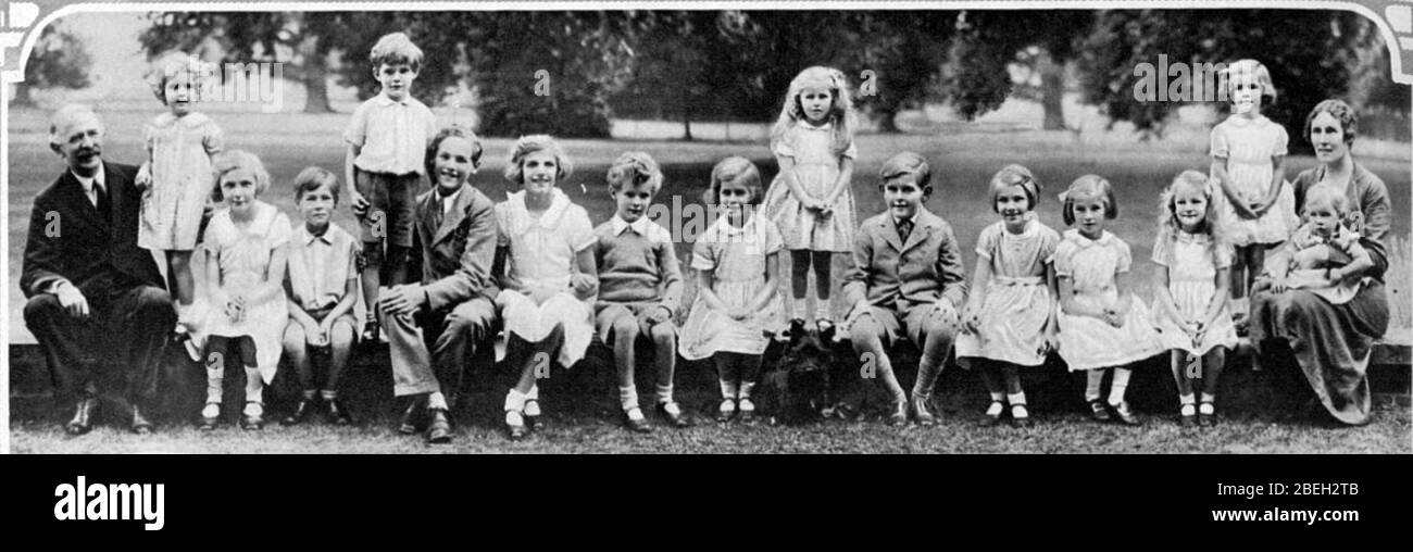 Henry Fitzherbert Wright und Familie in Yeldersley Hall. Stockfoto