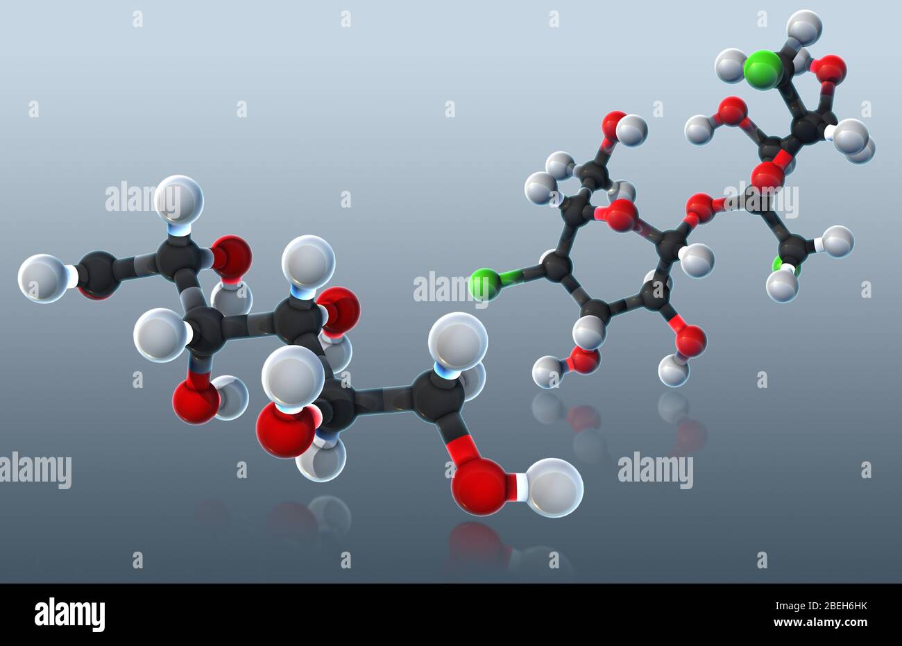 Glukose und Sucralose, Molekulares Modell Stockfoto