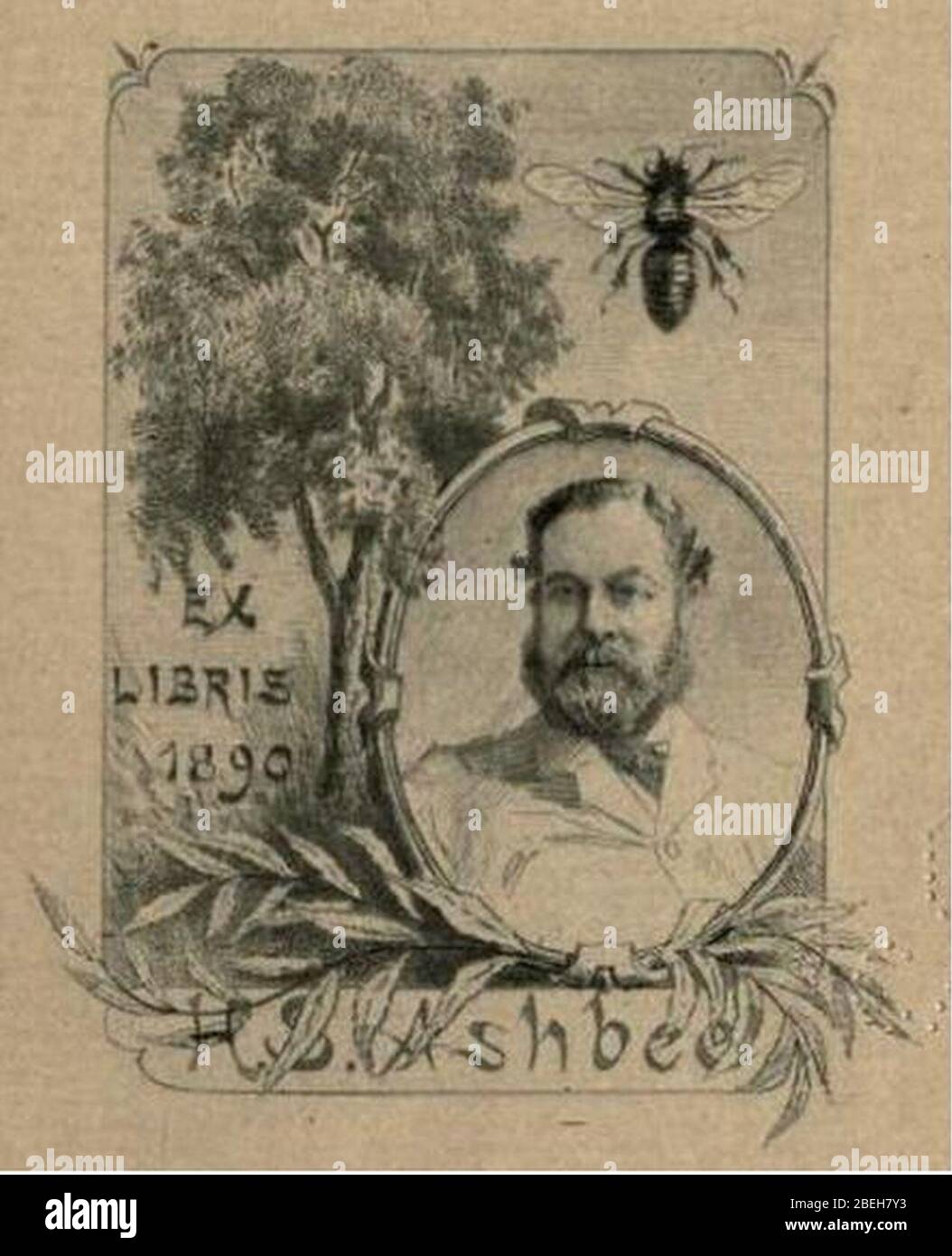 Henry Spencer Ashbee Ex Libris. Stockfoto