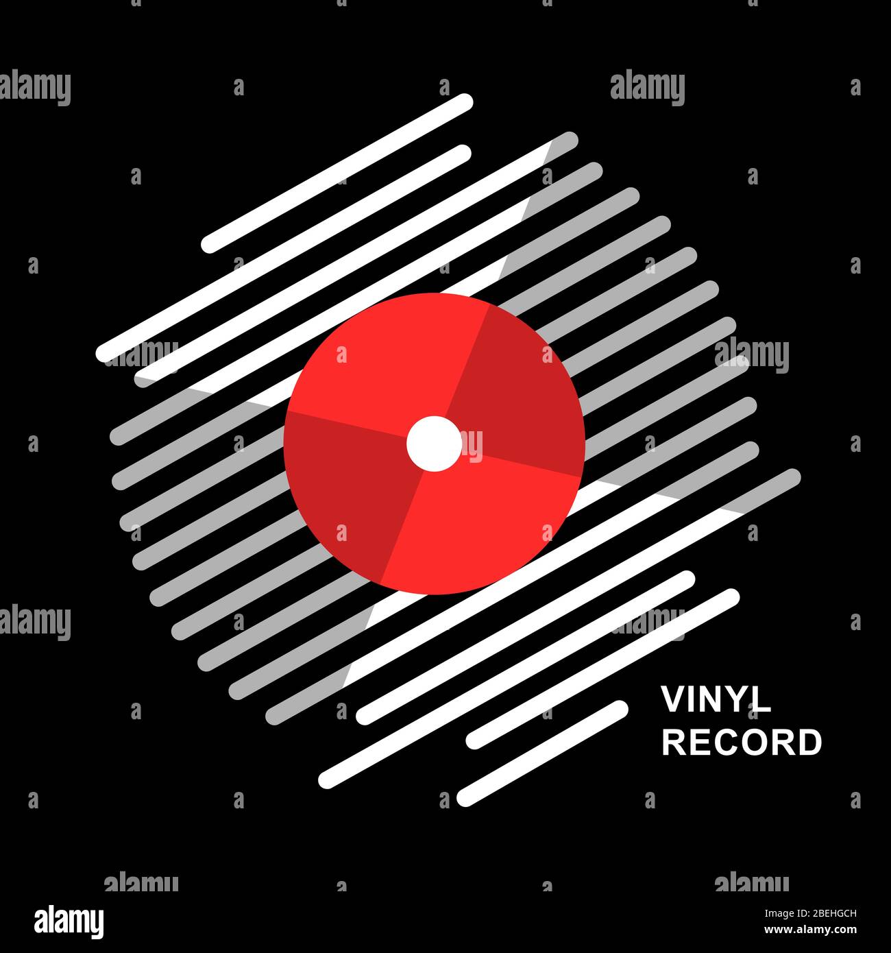 Abstrakte Linie Vinyl-Schallplatte Musik Vektor mit Vinyl-Schallplatte Wort auf schwarzem Hintergrund für Logo, Symbol, etc. Stock Vektor