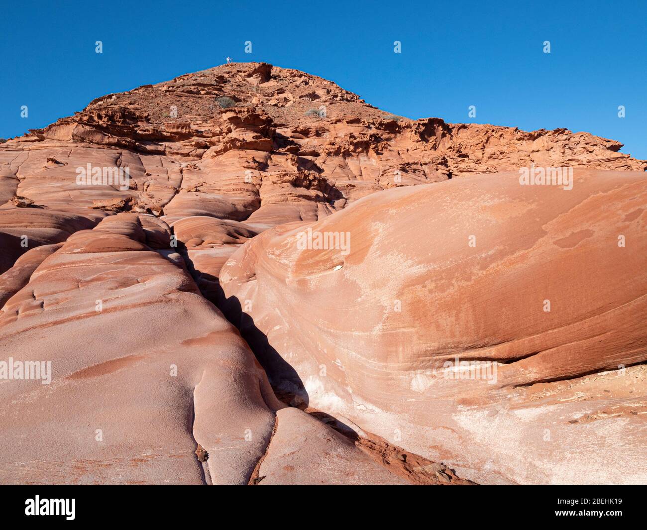 Sandsteinhügel in Punta Colorado, Isla San Jose, Baja California Sur, Mexiko. Stockfoto
