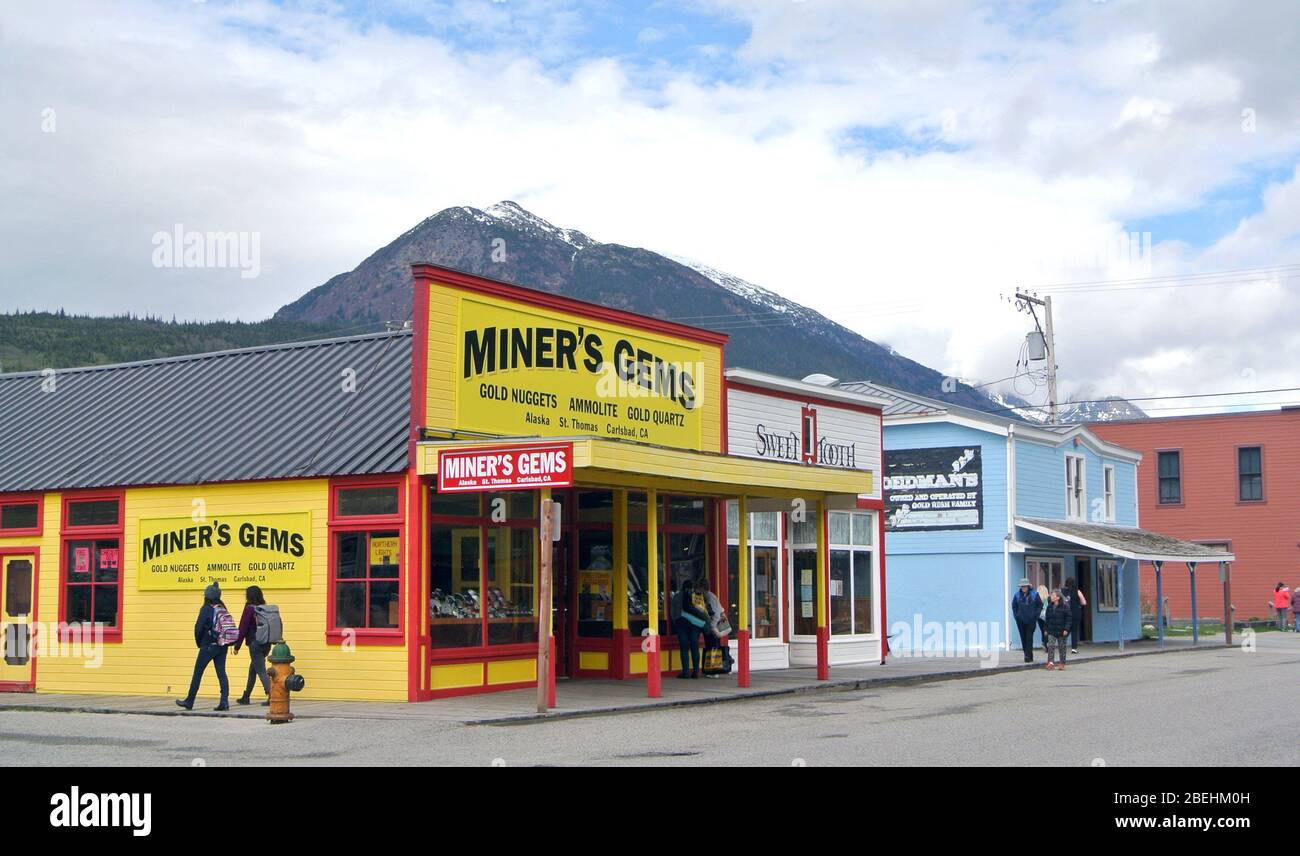 Historische Gebäude im Zentrum von skagway alaska Stockfoto
