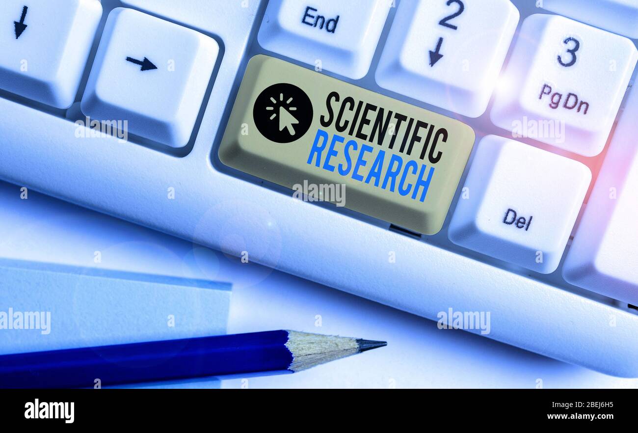 Text Zeichen zeigt die wissenschaftliche Forschung. Business Foto präsentieren methodische Studie zu beweisen oder eine Hypothese widerlegen. Stockfoto