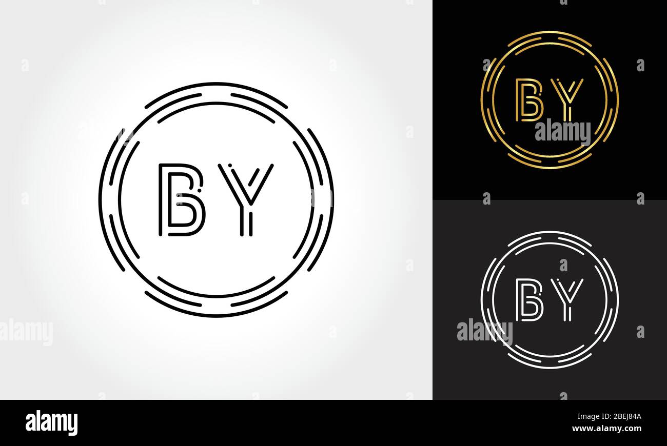 Initial Letter BY Logo Creative Typography Vektor-Vorlage. Digital Abstract Letter BY Logo Design Stock Vektor