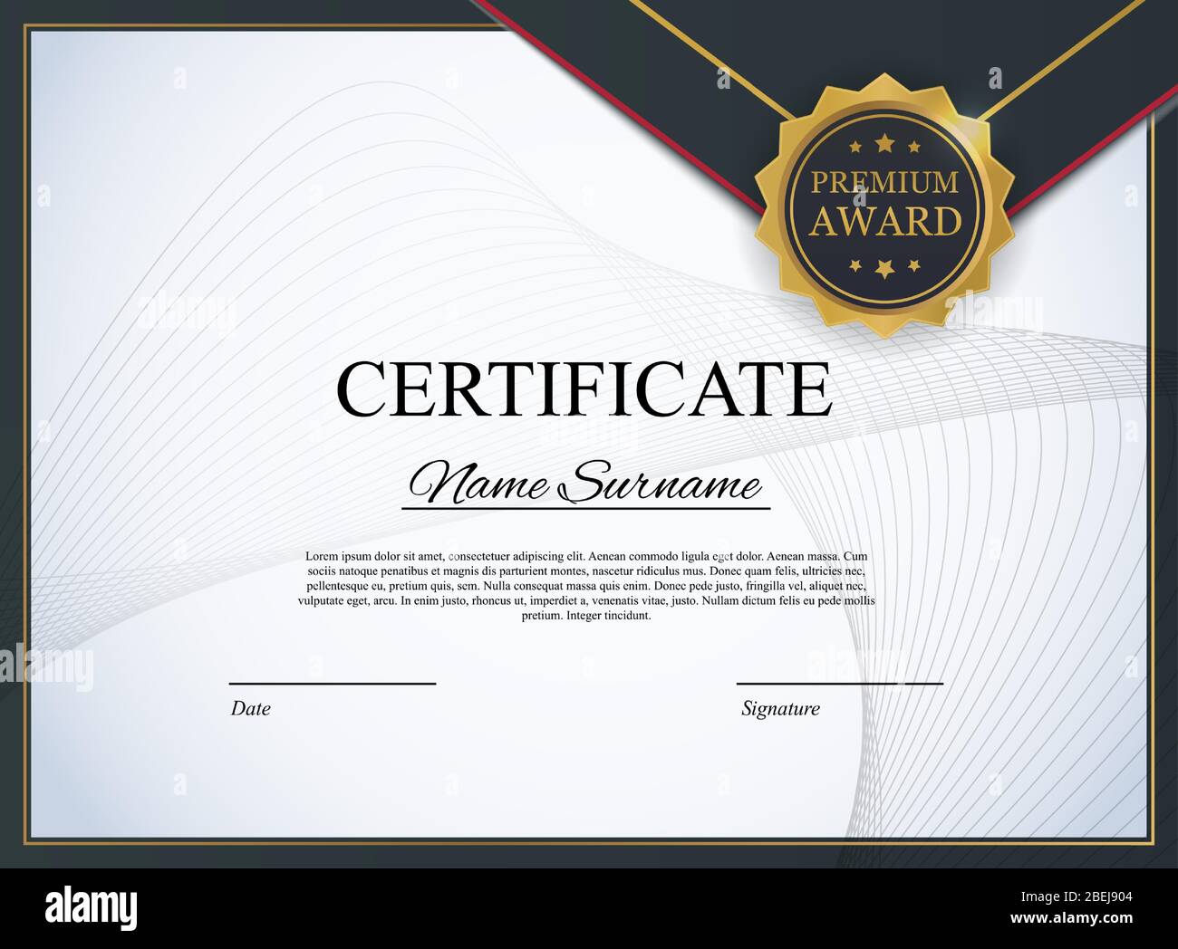 Award Certificate Template Stockfotos und -bilder Kaufen - Alamy Pertaining To Winner Certificate Template